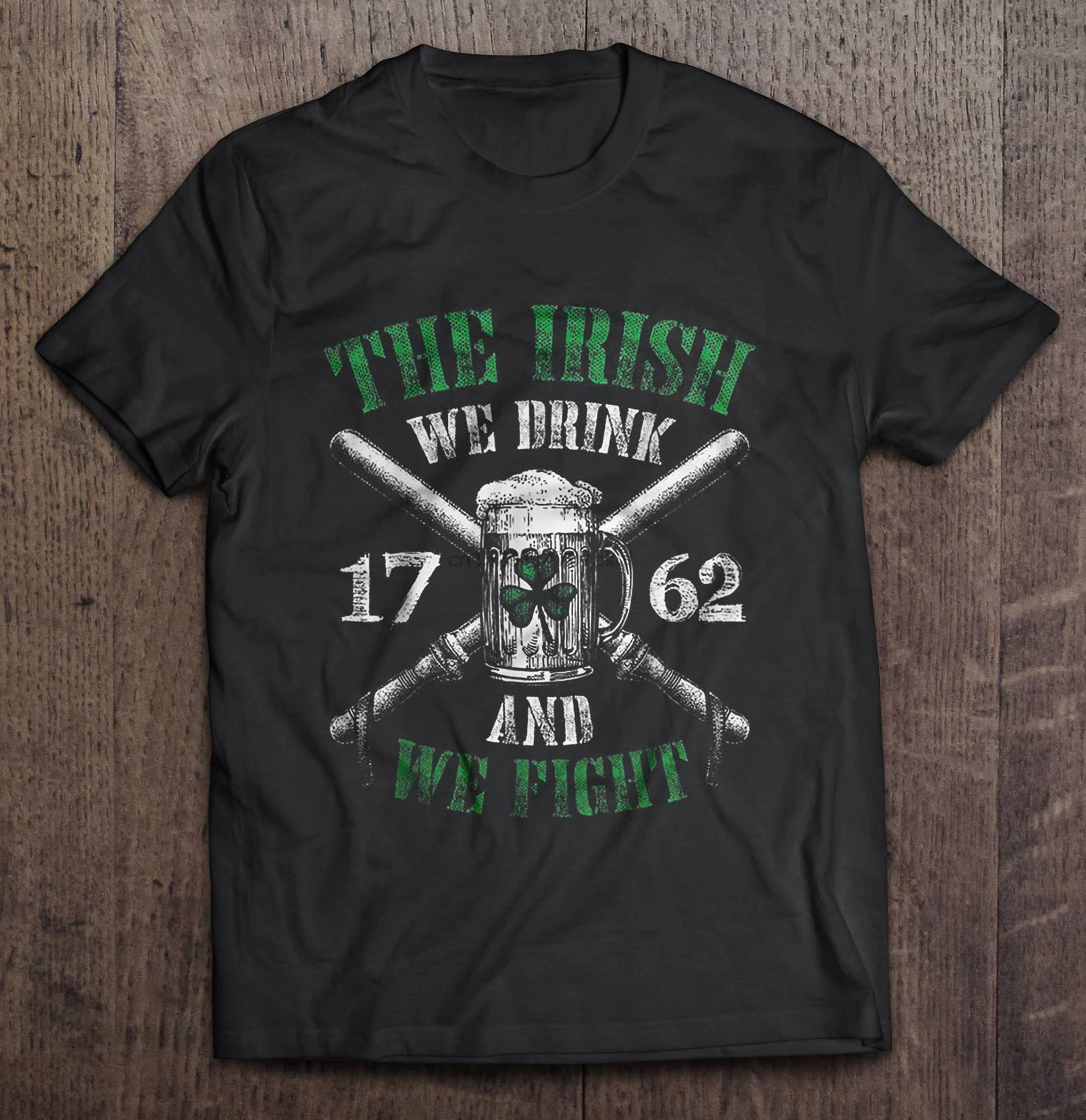 Мужская забавная футболка модная с надписью The Irish We Drink And Fight Shamrock Beer glass спереди