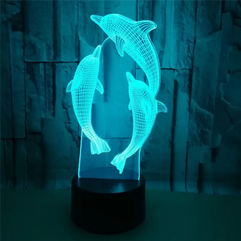 

3D 7 Colors Changing Dolphin Night Light Touch Switch Table Lamp Kids Xmas Gift Bedside Home decoration action figure