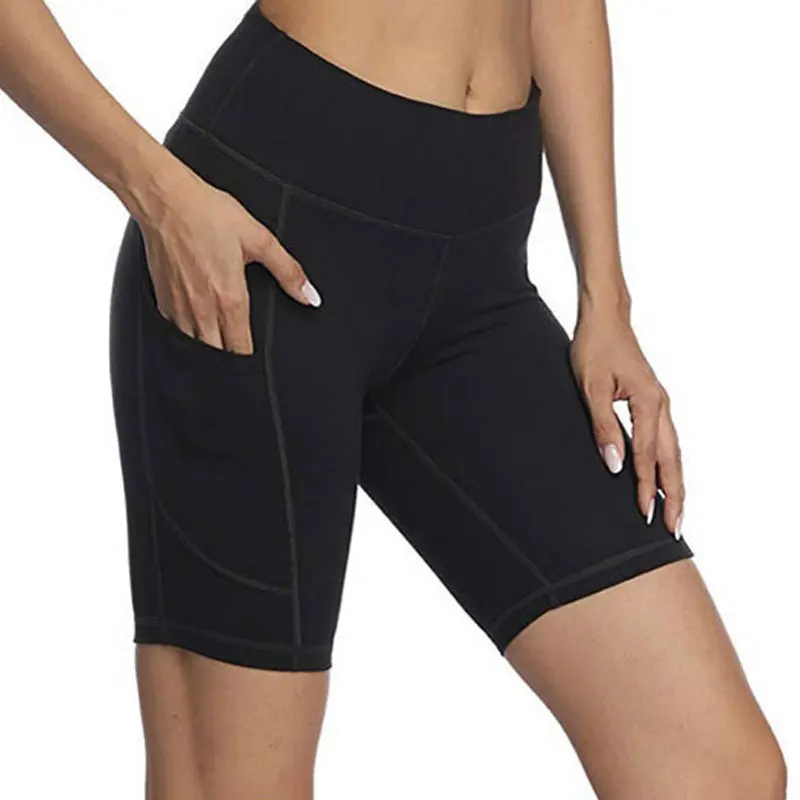 

2021 Women Gym Shorts High Waist Push Up Cycling Sport Pants Newest Pocket Fitness Yoga Short Pant Jogging Running Shorts Pant