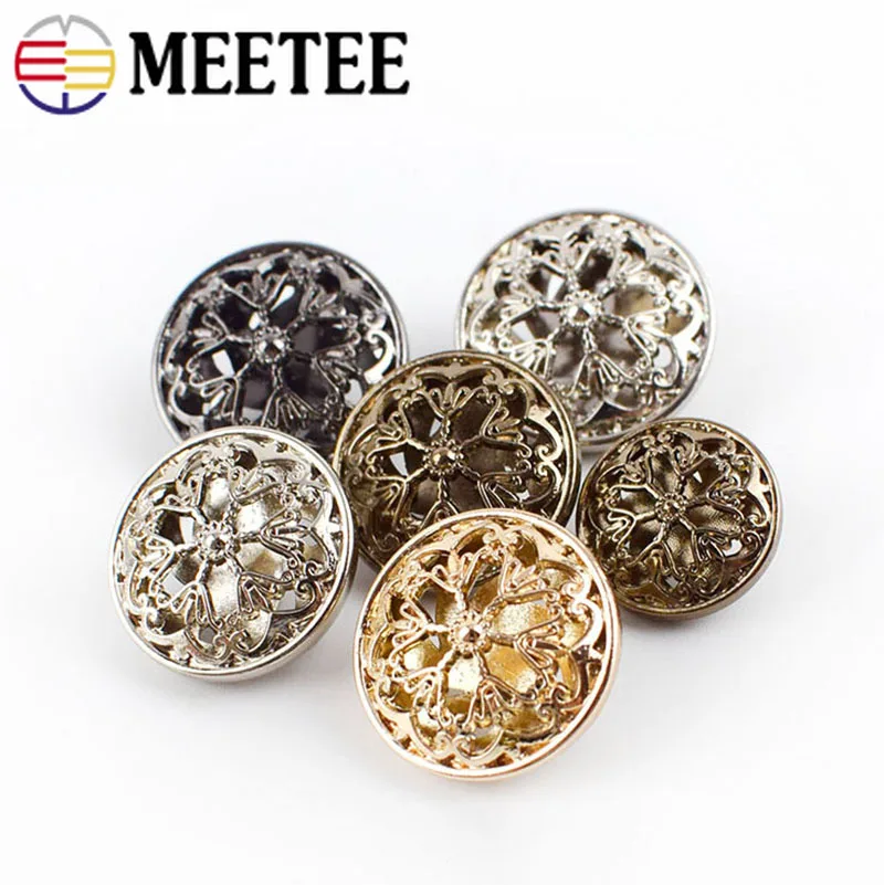 Meetee 10 шт. 18-22 мм полые цветочные Металлические Модные пуговицы DIY аксессуары для