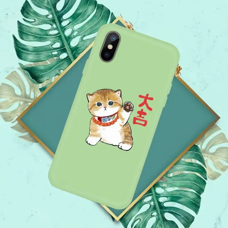 

Funny Cat cartoon cute Phone Case Candy Color for iPhone 11 12 mini pro XS MAX 8 7 6 6S Plus X SE 2020 XR