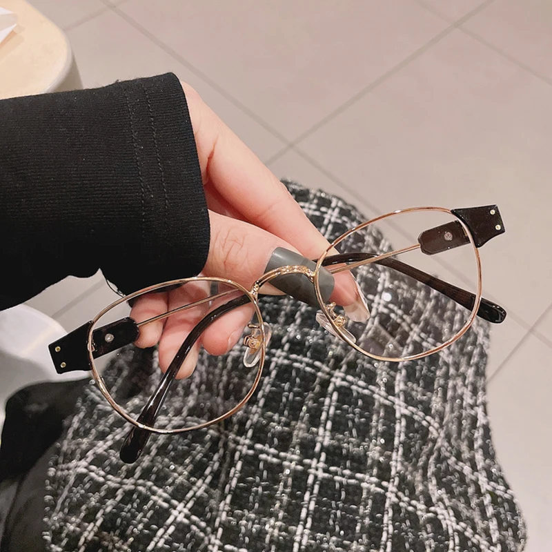 Ретро виниловые фоны овальной формы для женщин металлическая оправа очков
