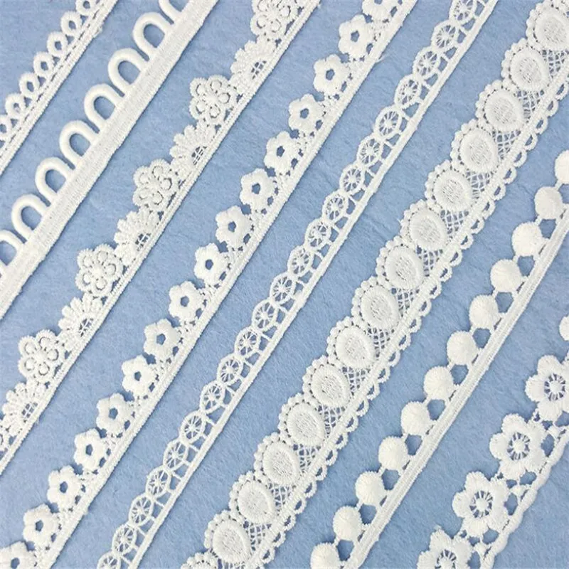 Белая Цветочная хлопковая вышитая кружевная ткань искусственная отделка