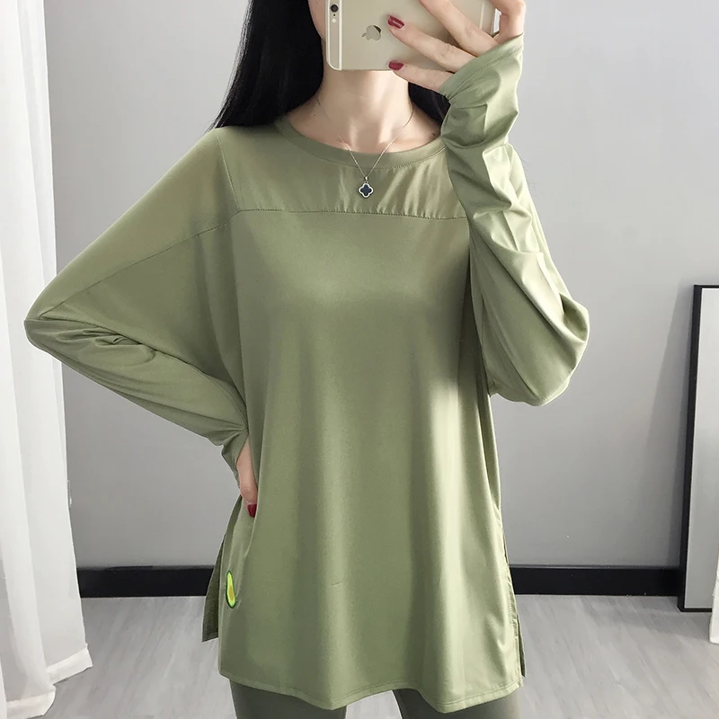 

Outdoor Large Size Quick-drying Clothes Long-sleeved T-shirt Women Spring and Autumn Elastic Breathable Running Fitness Mountain