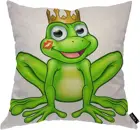 Наволочка EKOBLA в виде лягушки принца, милый мультяшный Сказочный талисман, Золотая Корона, помада, поцелуй, уютный квадратный чехол для подушки