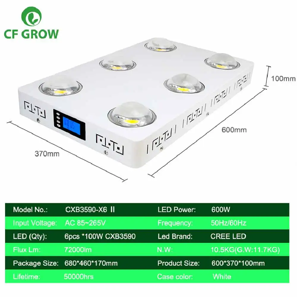 С регулируемой яркостью CXB3590 600W COB светодиодный Grow светильник полный спектр роста