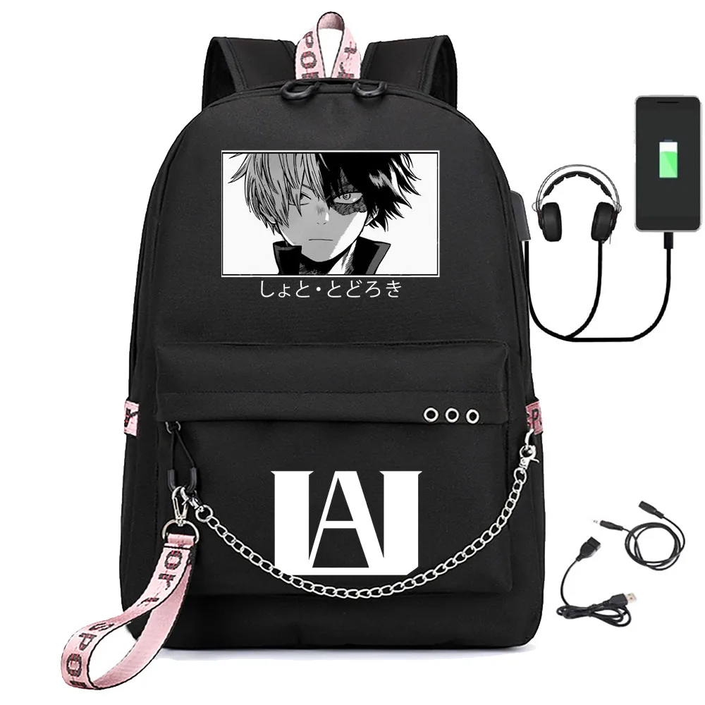 

my hero academia print usb backpack earphone backpack anime bagpack