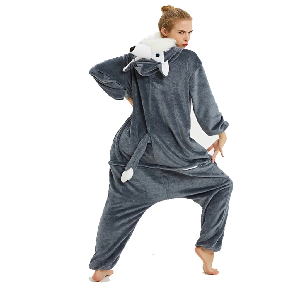 Пижама кигуруми с волком и мультяшными животными цельный комбинезон капюшоном