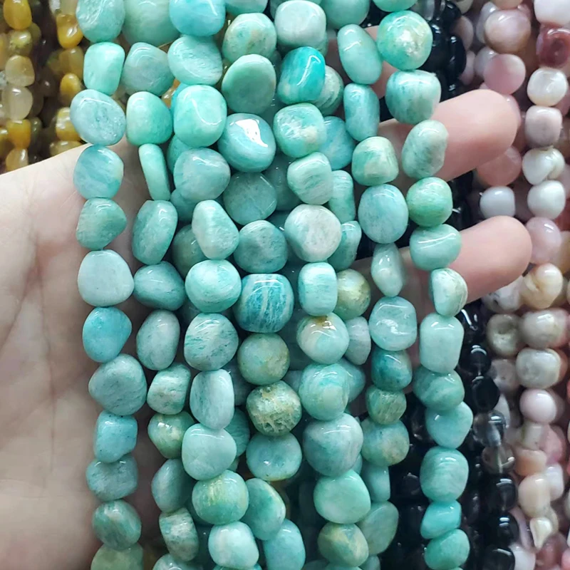 

10-13mm Natural Irregular Blue Amazonite Stone Beads Smooth Loose Spacer Bead For Jewelry Making DIY Bracelet Necklace 15''