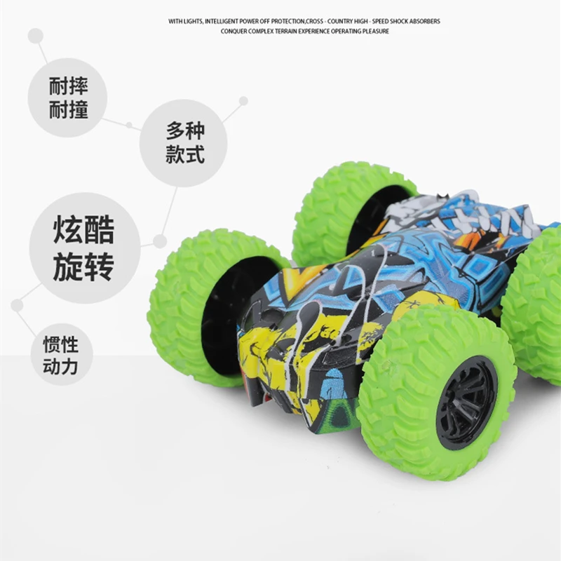 

Climbing tipping double-sided double inertial car four-wheel drive off-road graffiti Children toy rotating car model 5 Colors