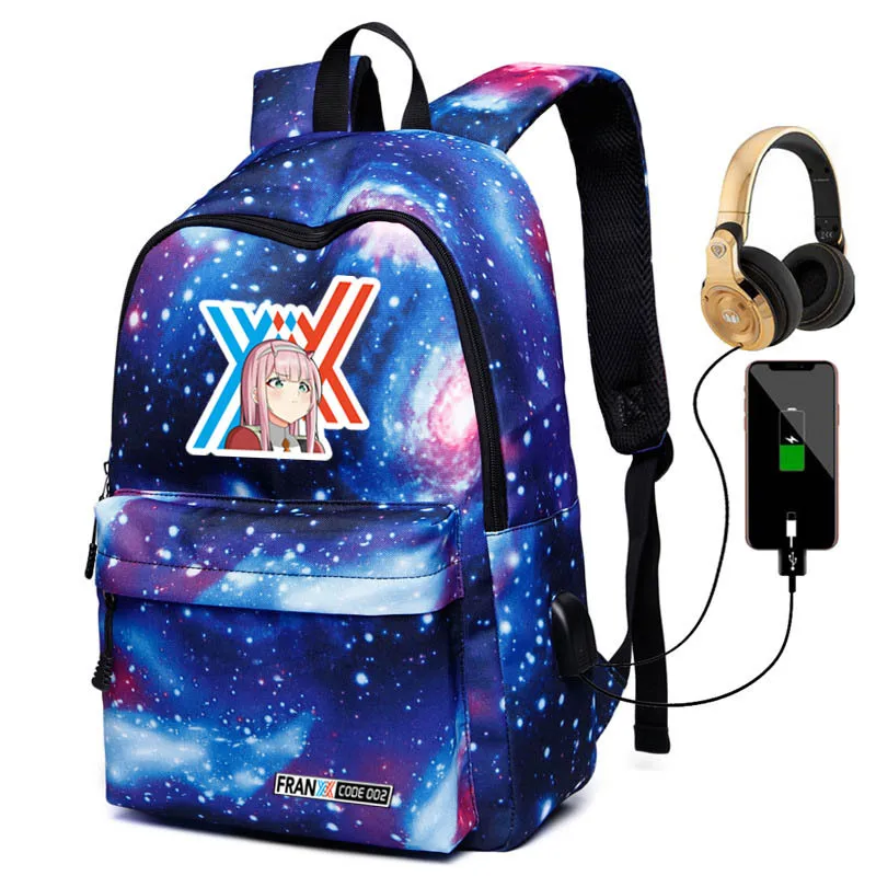 Рюкзак для ноутбука Darling In The FranXX Starry HIRO ZERO с двумя usb зарядками большие школьные