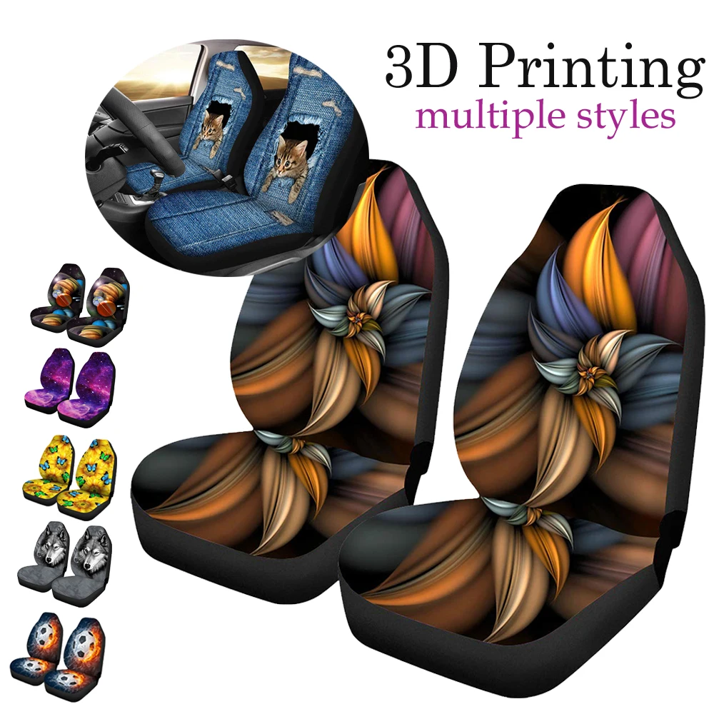 Новый универсальный чехол для переднего сиденья автомобиля с 3D принтом модные
