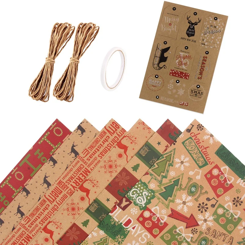 

6 Pack Wrapping Paper Sheets,For Christmas Birthday Party Wrapping Paper Set Gift Wrap Papers