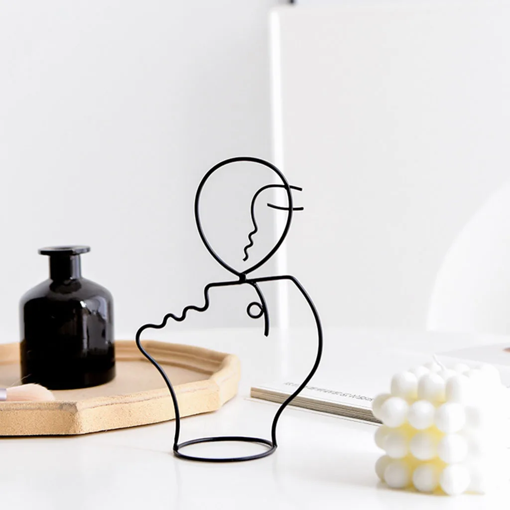 Metal Face Outline Sculpture Decoration Figurine Hat Holder Display Stand | Дом и сад