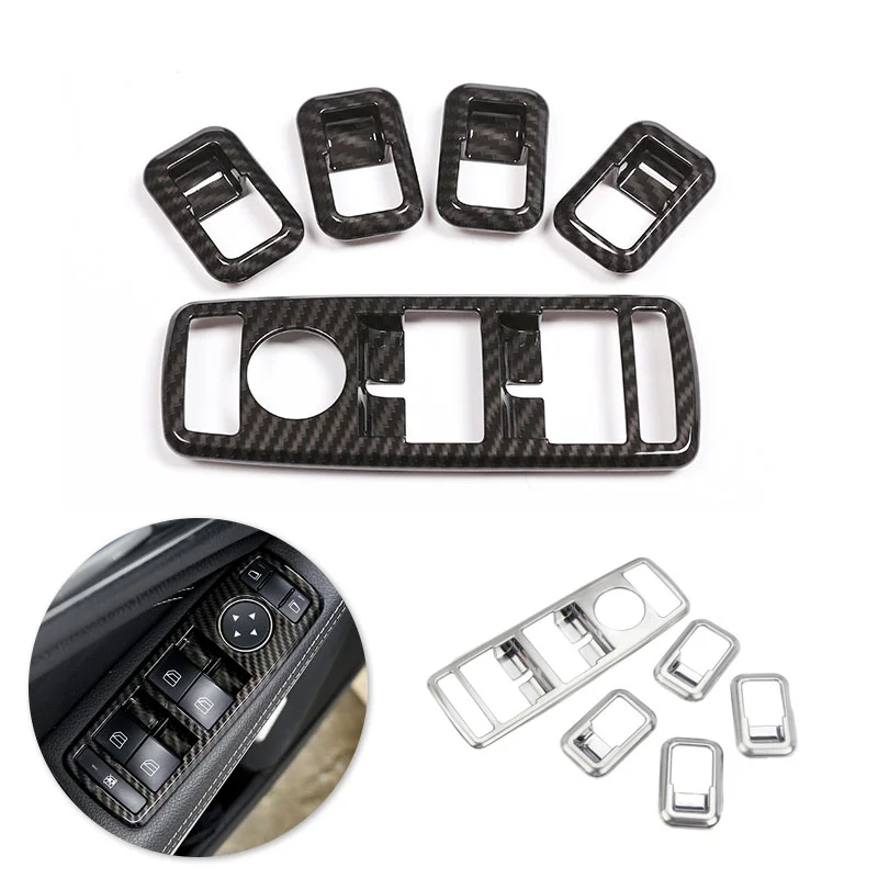 

For Mercedes Benz A B C E G CLA GLK GLA GLE Class W204 G500 W212 W166 5pcs Car Door Window Glass Lift Switch Button Cover Decor