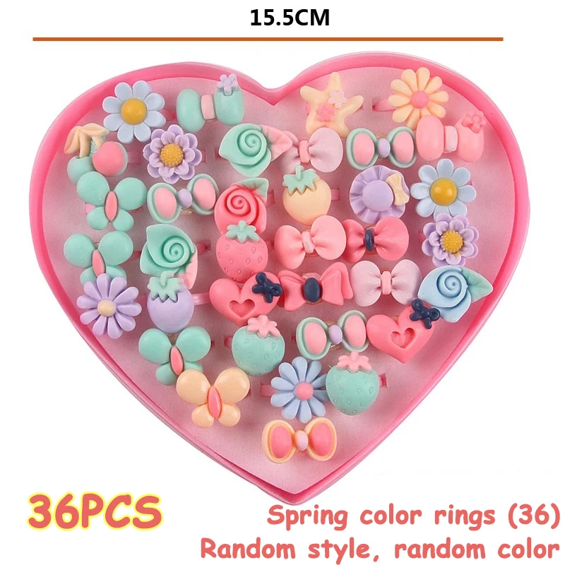 

Cartoon Ring Toys Mixed Color Cute Rings Children's Day Jewelry Plastic Kids Ring for Girls with Mixed Style Animal Fruit Gift