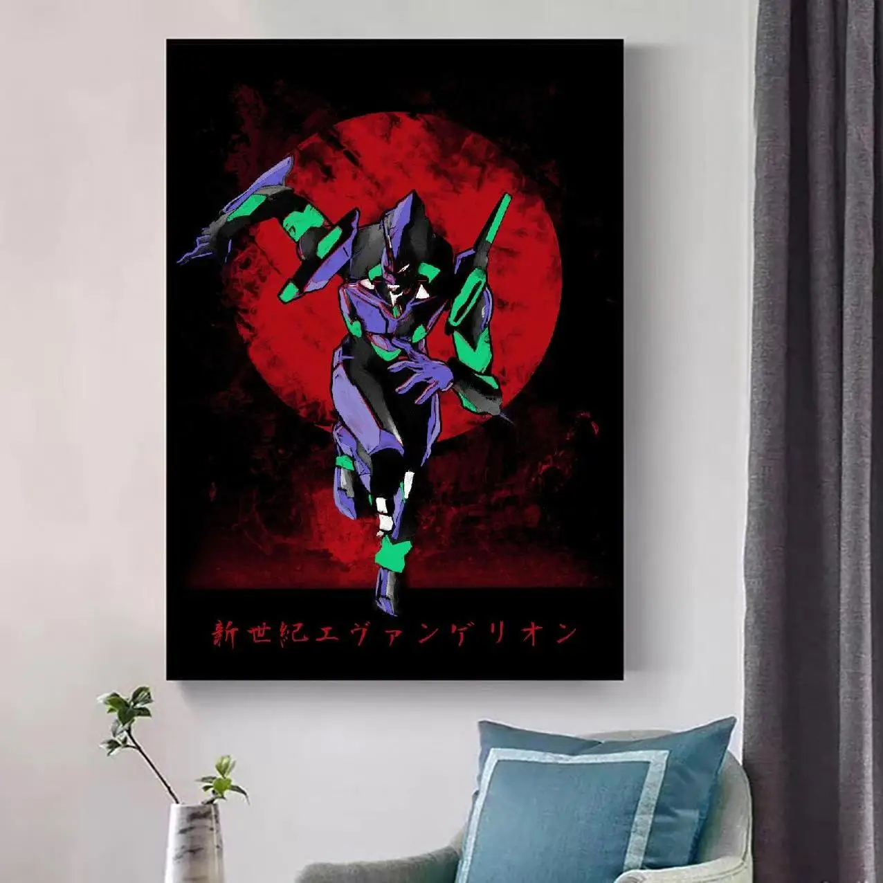 Красное солнце Eva холст настенная живопись аниме картины печать на холсте