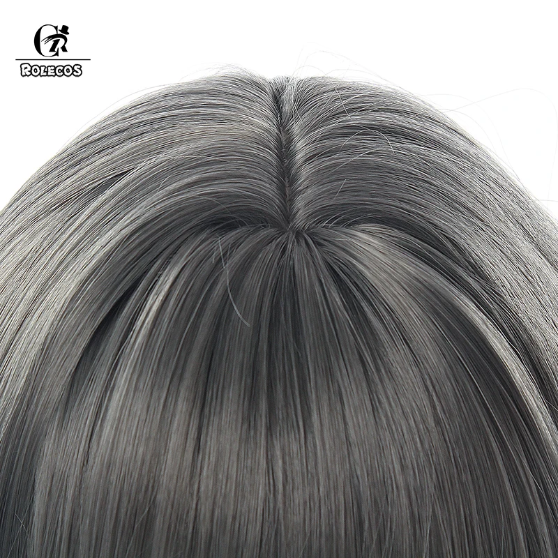 

ROLECOS Anime Princess Connect Re:Dive Cosplay Kiruya Momochi Hair Cosplay Long Dark Gray Hair Synthetic Hair Women Cos Hair
