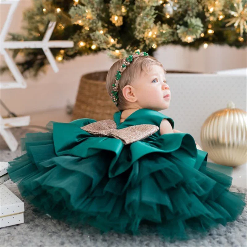 

Toddler Baby Dress for Girls Sequin Bow Birthday Party Wedding Formal Dresses 2022 New Baptism Kids Clothes Girls Costumes