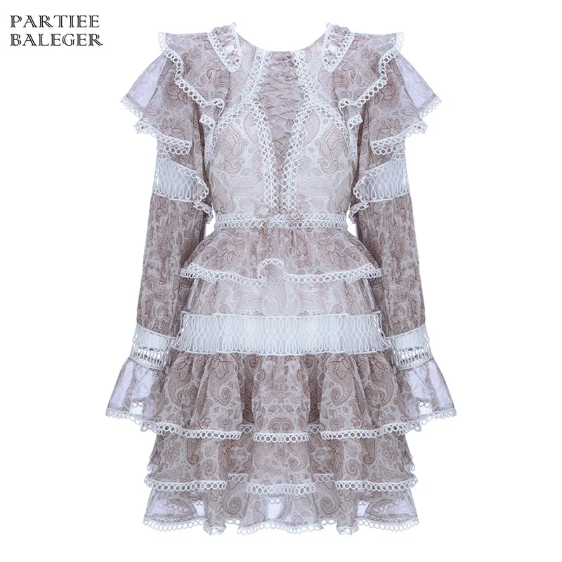 PB 2020 осеннее популярное Новое модное Каскадное дизайнерское мини-платье со