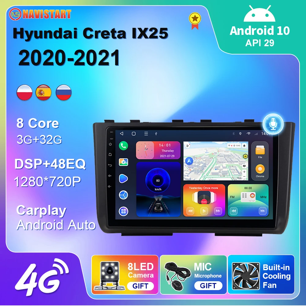 

2 din Android 10 для Hyundai ix25 2020 + правое колесо автомобильное радио мультимедиа GPS навигация автомобиль Android Авто Carplay без DVD плеера
