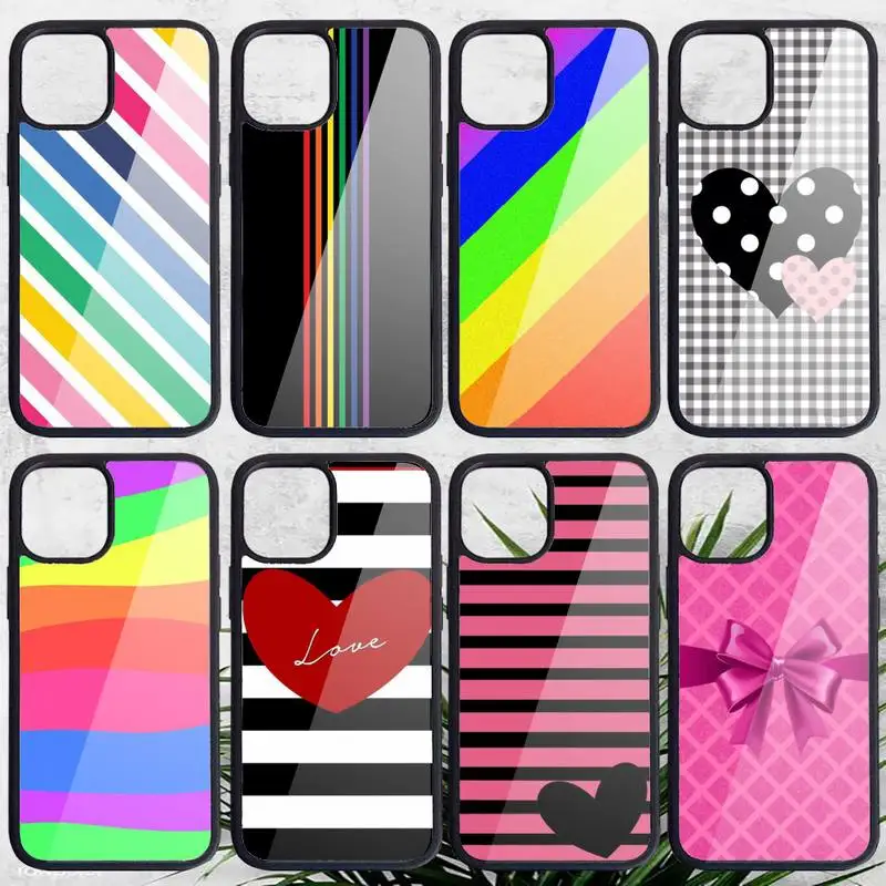 

Stripe Love Pink Phone Case PC for iPhone 11 12 pro XS MAX 8 7 6 6S Plus X 5S SE 2020 XR