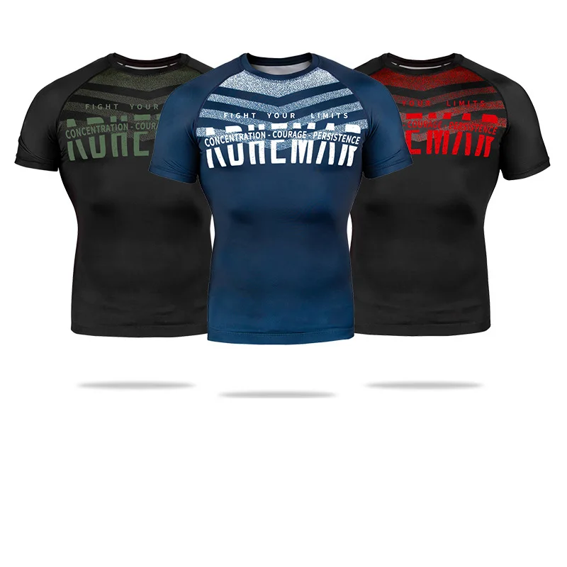 

Muay Thai short-sleeved fitness sports t shirt Sanda training suit Combat sportswear Boxing tights Gym suit fighting jacket