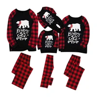2020 adult kid cute xmas nightwear family matching christmas pajamas outfit set christmas cartoon lattice print sleepwear suit