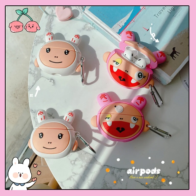

3D Cute Cartoon For Apple AirPods 1 2 Pro Charging Soft silicon Cover Wireless Bluetooth Earphone Case