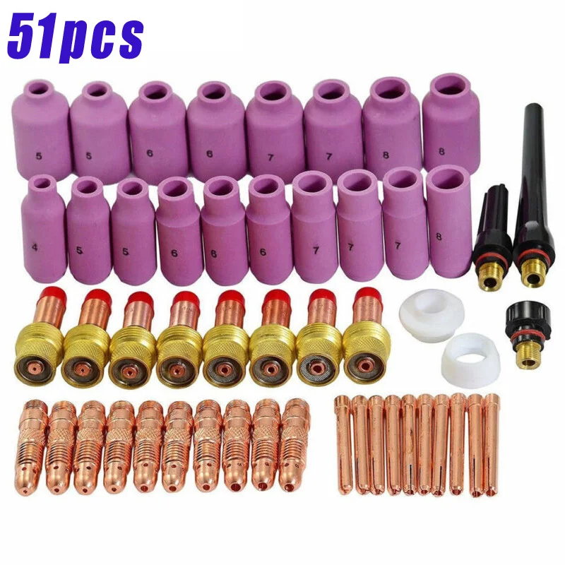 2019 hot 51 TIG Welding Ceramic Cup Gas Len Kit For Miller Eastwood Cutter Torch 17/18/26 With High Quality | Инструменты