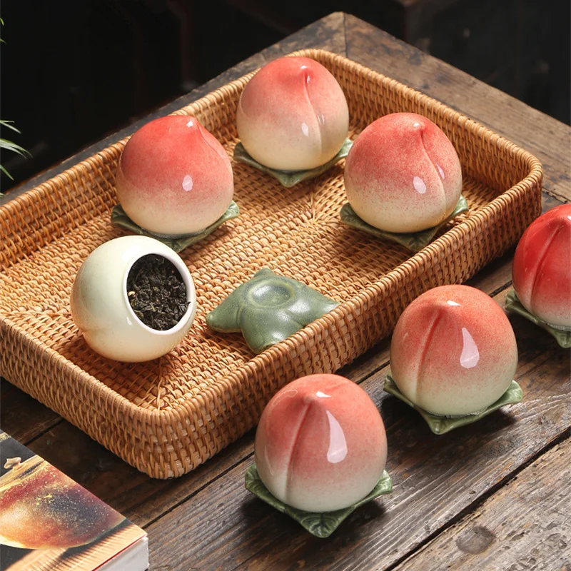 

Ceramic Peach Tea Caddy Wedding Candy Box With Souvenir Birthday Gift Storage Box Home Decoration Bottle