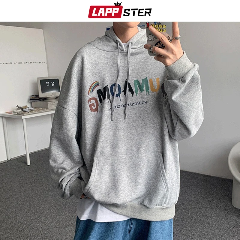 

Толстовка LAPPSTER мужская с капюшоном, свитшот с надписью в стиле хип-хоп, стиль s Японская уличная одежда, корейская мода, 2022