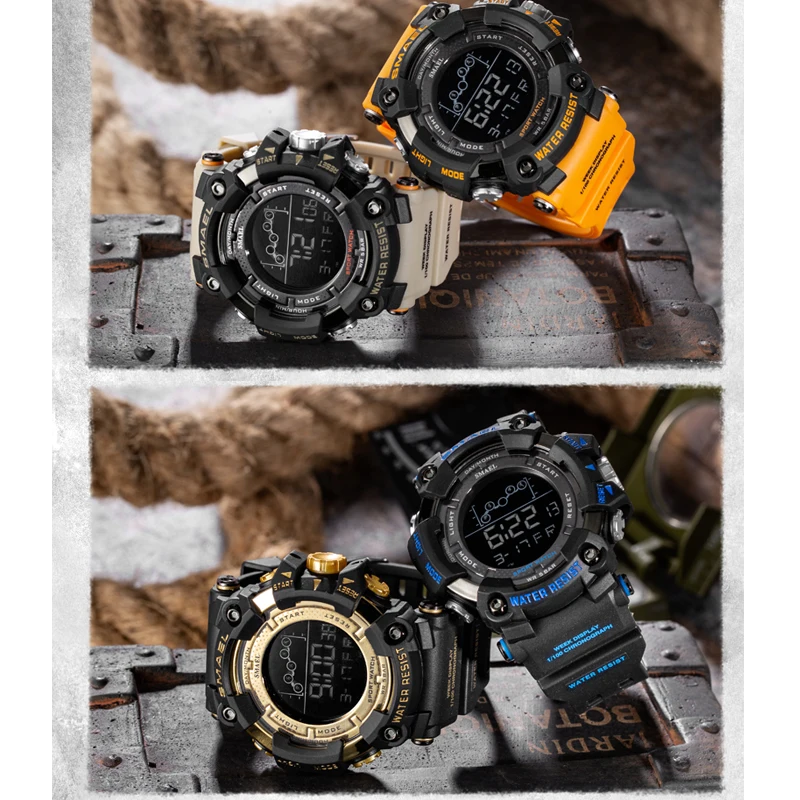 

SMAEL Mens Sport Watches New Fashion LED Digital Military Waterproof Wrist Watch Men Stopwatches for Husband Male Gift Watch