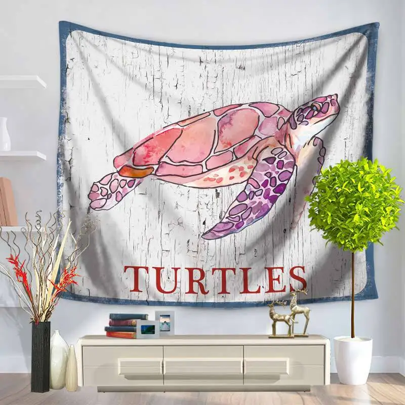Черепаха гобелены океан Стиль печатание масла гобеленовое украшение с мандалой