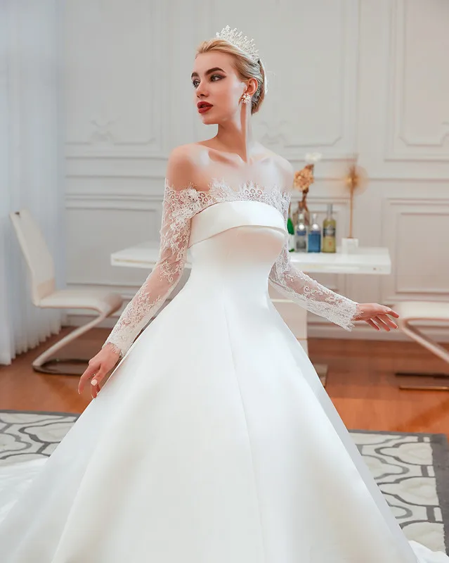 SWEMILE романтическое кружевное бальное платье с ресницами свадебное 2019 Vestido De Noiva