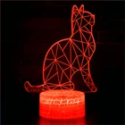 Мультяшный Кот 3D ночник светодиодсветодиодный USB иллюзия Лампа многоцветный сенсорный пульт дистанционного управления лампа для домашнего декора детские подарки Прямая поставка