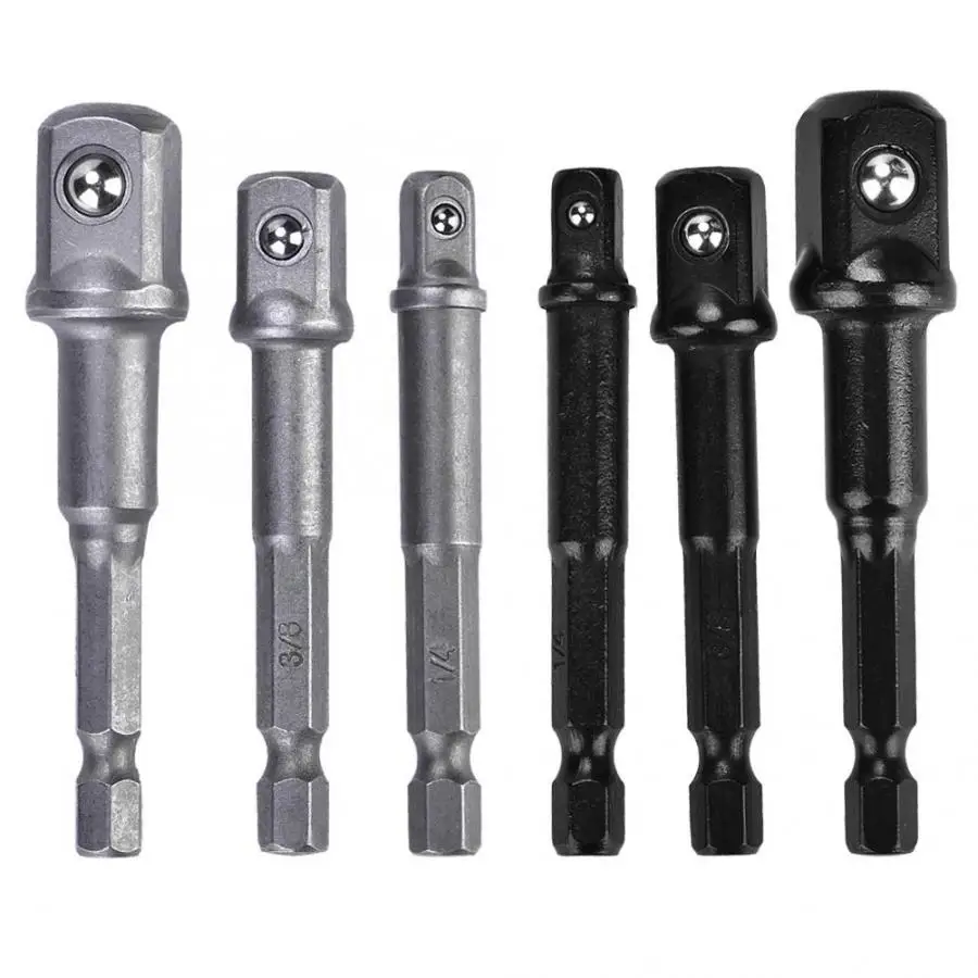 Key Type Drill Chunk 3Pcs Socket Adapter 1/4 Hex Shank to 3/81/2 Square Head Bit Driver | Инструменты