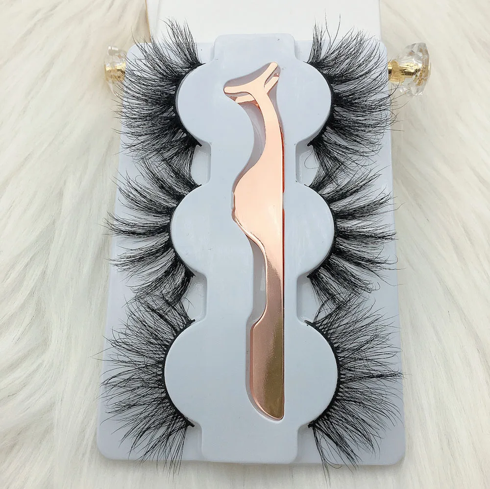 3 пары 25 мм Накладные ресницы Толстая полоска норковые для макияжа Драматические