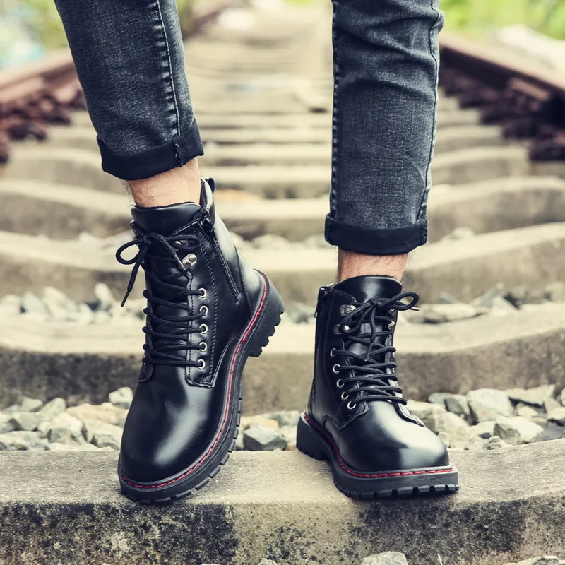 Мужские ботинки Новинка 2019 года ботильоны из искусственной кожи повседневные на
