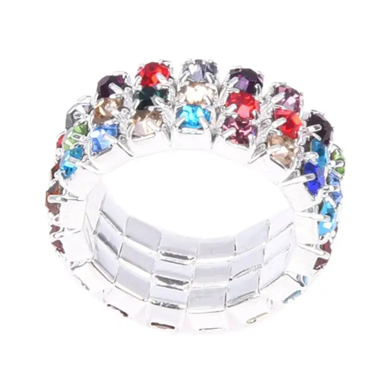 

9mm Elastic Multicolor 3 Row Rhinestone Toe Ring Bridal Jewelry
