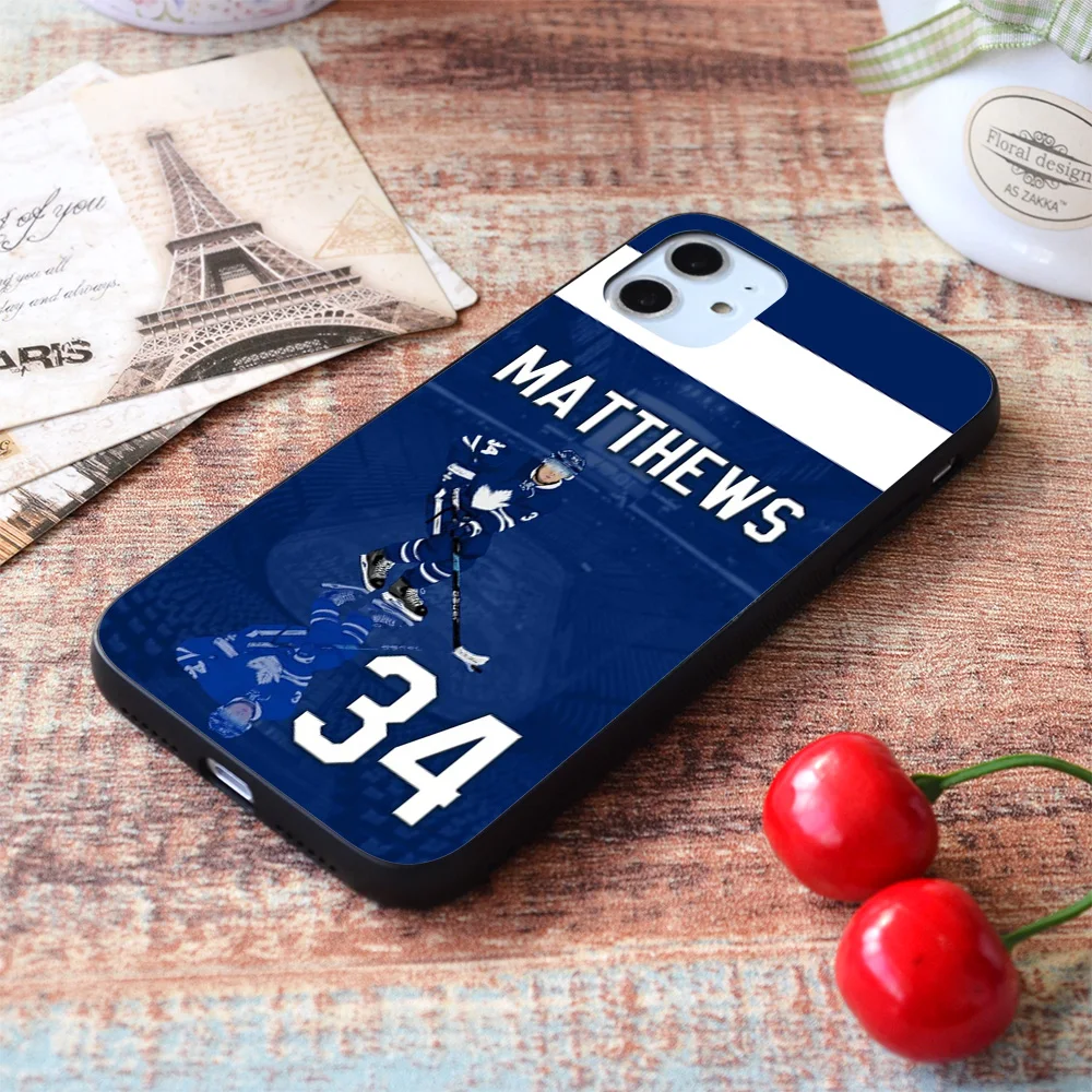

For iPhone Matthews #34 Maple Leafs Home Jersey Soft TPU Border Apple iPhone Case