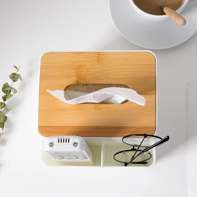 

Tissue Box Cover Tablet Stand Multi-function Organizer Remote Control Storage Box For Home Office Hug