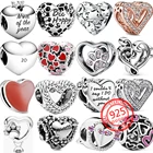 Женский серебряный Ретро цветочный узор в форме сердца маленькие бусины очаровательные цветы подходят для браслета Пандора Подвеска Сделай Сам