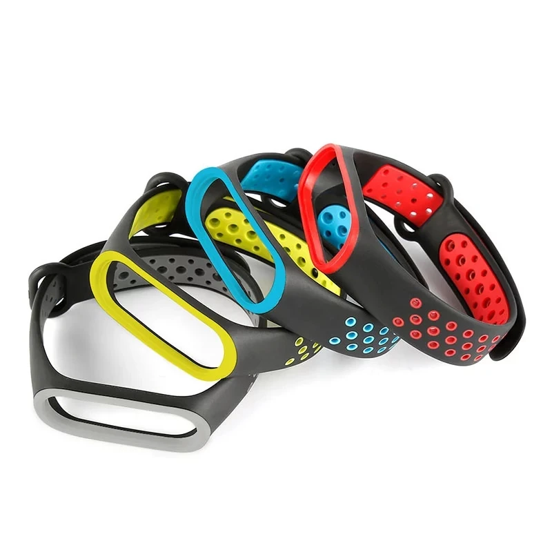 Breathable Strap For Xiaomi Mi Band 4 5 3 6 Two Color Sport Silicone Wristband For Mi Band 6 4 3 5 Bracelet Replacement Strap
