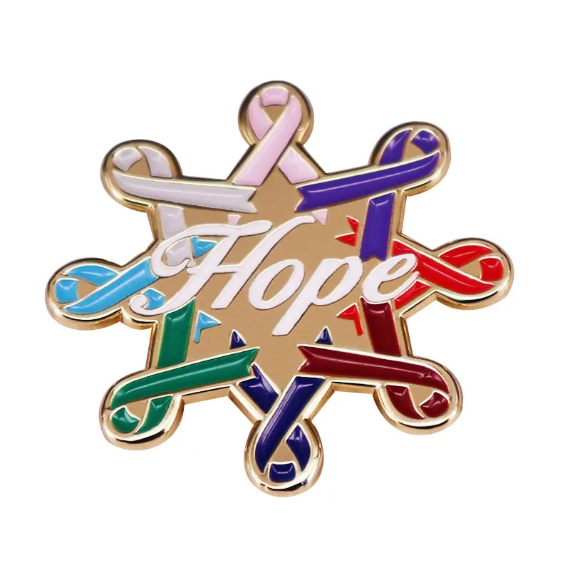 

Cancer Awareness Ribbons hope enamel pin metal badge
