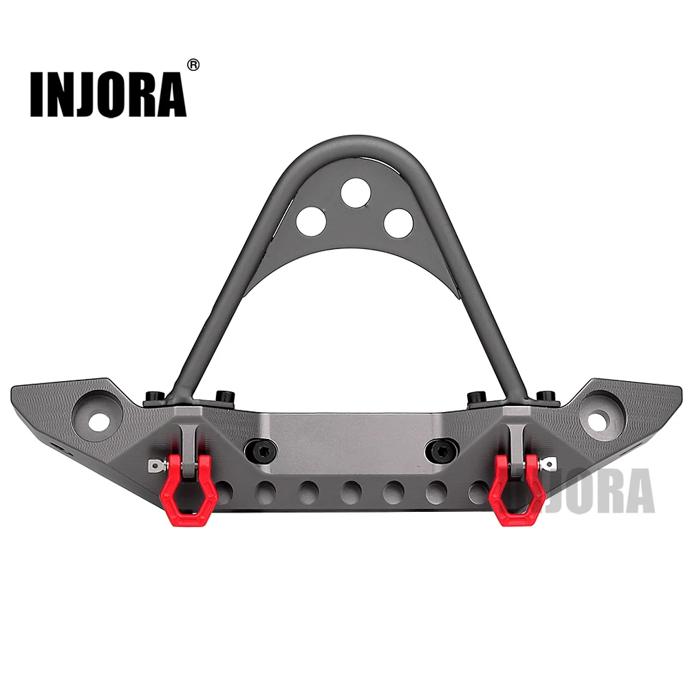 

INJORA Grey Metal Front Bumper with Light for 1/10 RC Crawler Car Traxxas TRX4 TRX-4 Axial SCX10 & SCX10 II SCX10 III AXI03007