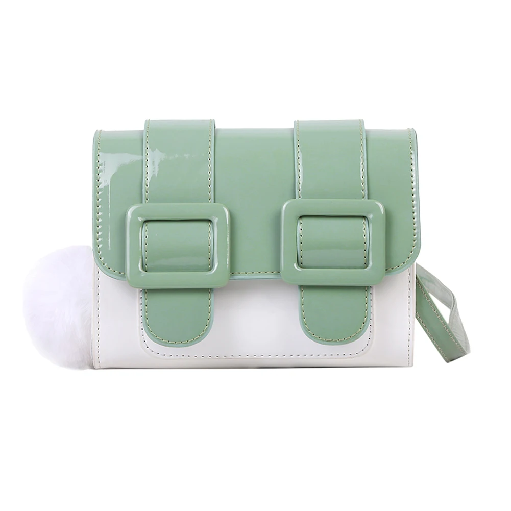 

Contrast Color Mini PU Leather Crossbody Bag For Women 2020 Summer Shoulder Handbags Female Travel Shoulder Pouch with Hair Ball