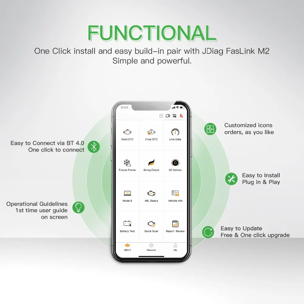 JDiag Faslink M2 Bluetooth 4,2 OBD2 сканер проверка двигателя светильник считыватель кодов Совместимость с iPhone iOS и Android