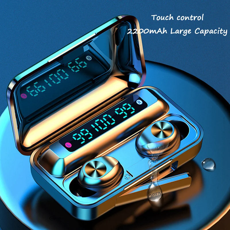 F9 5 TWS беспроводные Bluetooth наушники 0 сенсорные 9D стерео Спортивная музыка