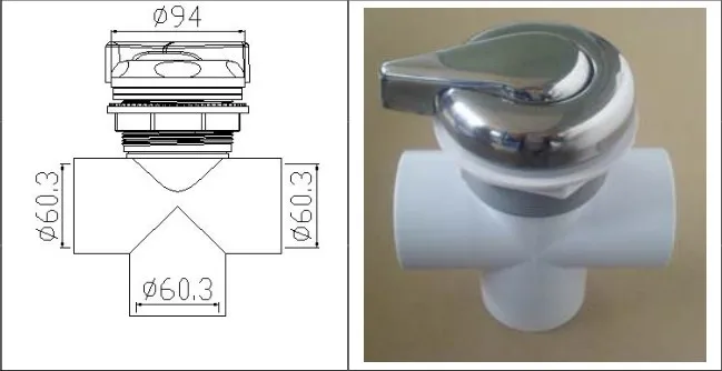 2 дюймовый переключатель для спа воды хромированный/из нержавеющей стали и